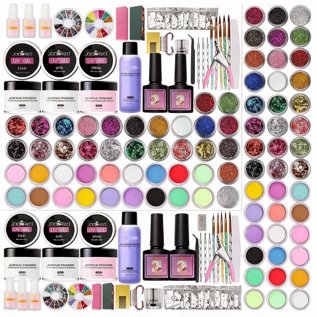 18-Color Nail kit with 22-color glitter and sequins，a nail kit suitable for beginners A DIY Nail Kit