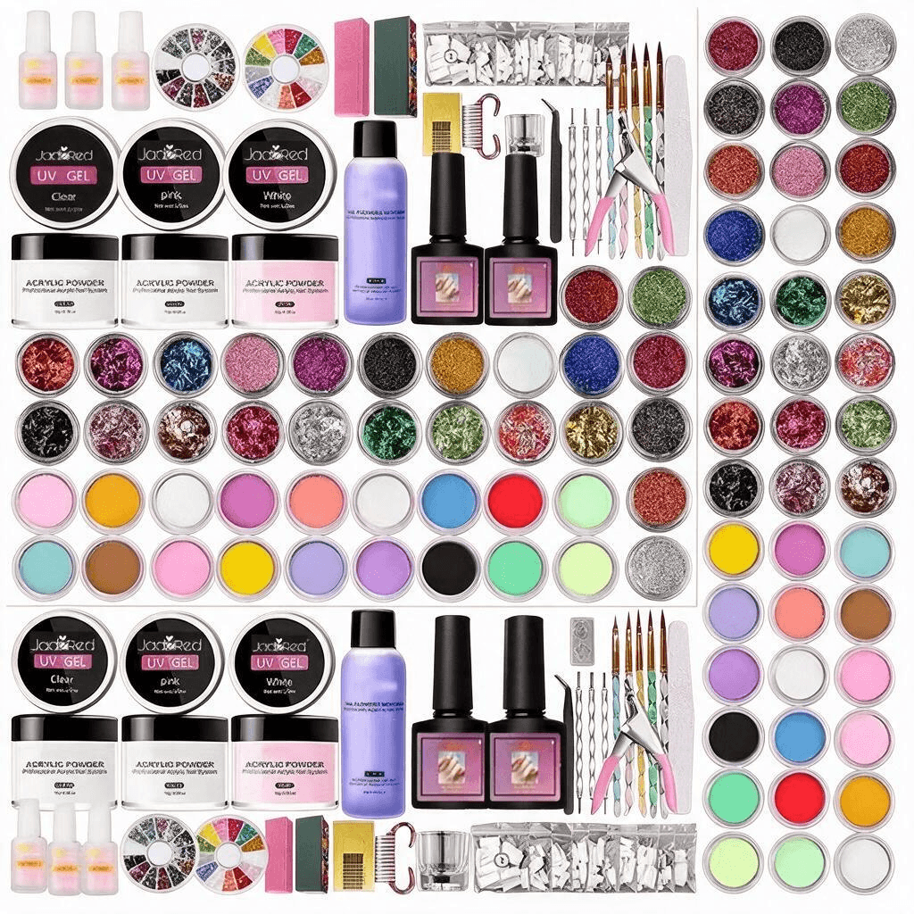 18-Color Nail kit with 22-color glitter and sequins，a nail kit suitable for beginners A DIY Nail Kit